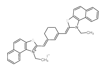 1-ETHYL-2-[(3-([1-ETHYLNAPHTHO[1,2-D][1,3]THIAZOL-2(1H)-YLIDENE]METHYL)-2-CYCLOHEXEN-1-YLIDENE)METHYL]NAPHTHO[1,2-D][1,3]THIAZOL-1-IUM IODIDE结构式