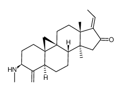 (17E)-14-Methyl-3β-(methylamino)-4-methylene-9β,19-cyclo-5α-pregn-17(20)-en-16-one结构式