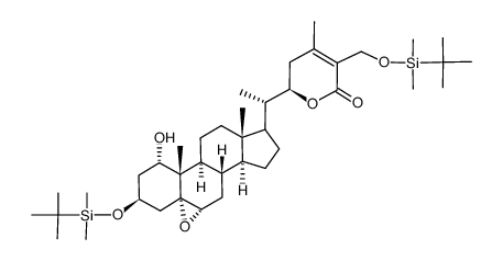 (6R)-6-((1S)-1-((1S,3S,4aR,5aS,6aS,6bS,9aS,11aS,11bS)-3-((tert-butyldimethylsilyl)oxy)-1-hydroxy-9a,11b-dimethylhexadecahydrocyclopenta[1,2]phenanthro[8a,9-b]oxiren-9-yl)ethyl)-3-(((tert-butyldimethylsilyl)oxy)methyl)-4-methyl-5,6-dihydro-2H-pyran-2-one结构式