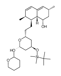 4(R)-(tert-butyldimethylsiloxy)-6(R)-<2-<1,2,6,7,8,8a(S)-hexahydro-8(S)-hydroxy-2(S),6(R)-dimethyl-1(S)-naphthyl>ethyl>-2-<(tetrahydropyran-2-yl)oxy>-3,4,5,6-tetrahydro-2H-pyran结构式