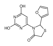 6-[2-(furan-2-yl)-4-oxo-1,3-thiazolidin-3-yl]-1H-pyrimidine-2,4-dione结构式