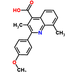 2-(4-Methoxyphenyl)-3,8-dimethyl-4-quinolinecarboxylic acid structure