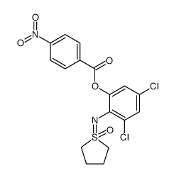 4-Nitro-benzoic acid 3,5-dichloro-2-(1-oxo-tetrahydro-1λ6-thiophen-1-ylideneamino)-phenyl ester结构式