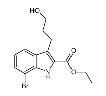 Ethyl 7-bromo-3-(3-hydroxypropyl)-1H-indole-2-carboxylate结构式