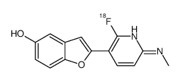 2-[2-fluoranyl-6-(methylamino)pyridin-3-yl]-1-benzofuran-5-ol Structure