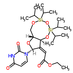 (Z)-2'-deoxy-2'-ethoxycarbonylmethylene-3',5'-O-(1,1,3,3-tetraisopropyldisiloxane-1,3-diyl)uridine Structure