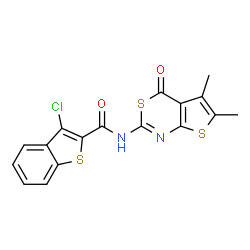 3-chloro-N-(5,6-dimethyl-4-oxo-4H-thieno[2,3-d][1,3]thiazin-2-yl)benzo[b]thiophene-2-carboxamide Structure