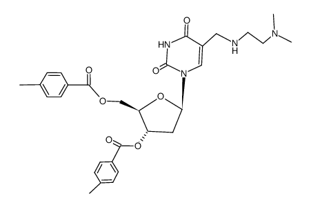 α-(2-dimethylamino-ethylamino)-O3',O5'-bis-(4-methyl-benzoyl)-thymidine Structure