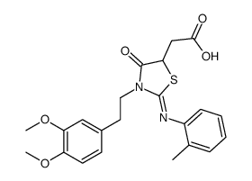 2-[3-[2-(3,4-dimethoxyphenyl)ethyl]-2-(2-methylphenyl)imino-4-oxo-1,3-thiazolidin-5-yl]acetic acid Structure