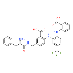 Benzoic acid,5-[[[(2S)-2-amino-1-oxo-3-phenylpropyl]amino]methyl]-2-[[2-[(2-carboxyphenyl)amino]-5-(trifluoromethyl)phenyl]amino]-结构式