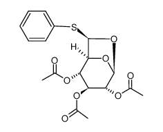 .beta.-D-Glucopyranose, 1,6-anhydro-6-C-(phenylthio)-, triacetate, (6R)- structure