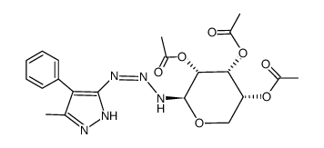 (2R,3R,4R,5R)-2-(3-(3-methyl-4-phenyl-1H-pyrazol-5-yl)triaz-2-en-1-yl)tetrahydro-2H-pyran-3,4,5-triyl triacetate Structure