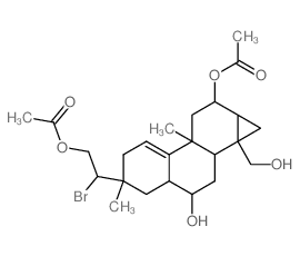 1aH-Cyclopropa[a]phenanthrene-3,9-diol,5-[(1R)-2-(acetyloxy)-1-bromoethyl]-1,1b,2,3,3a,4,5,6,7b,8,9,9a-dodecahydro-1a-(hydroxymethyl)-5,7b-dimethyl-,9-acetate, (1aS,1bS,3R,3aR,5S,7bR,9R,9aR)-结构式