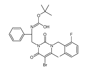 2-Methyl-2-propanyl {(1S)-2-[5-bromo-3-(2,6-difluorobenzyl)-4-met hyl-2,6-dioxo-3,6-dihydro-1(2H)-pyrimidinyl]-1-phenylethyl}carbam ate Structure