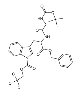 2,2,2-trichloroethyl 3-(3-(benzyloxy)-2-(2-((tert-butoxycarbonyl)amino)acetamido)-3-oxopropyl)-1H-indole-1-carboxylate Structure