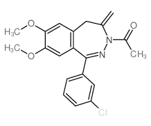 1-[6-(3-chlorophenyl)-9,10-dimethoxy-3-methylidene-4,5-diazabicyclo[5.4.0]undeca-5,7,9,11-tetraen-4-yl]ethanone结构式