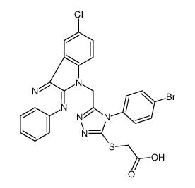 2-[[4-(4-bromophenyl)-5-[(9-chloroindolo[3,2-b]quinoxalin-6-yl)methyl]-1,2,4-triazol-3-yl]sulfanyl]acetic acid结构式