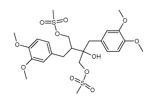 2-Hydroxy-2,3-bis-methansulfonyloxymethyl-1,4-bis-(3,4-dimethoxyphenyl)-butan Structure