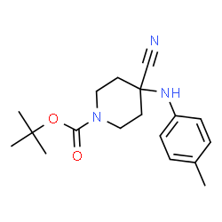 叔-丁基 4-氰基-4-(p-甲苯基氨基)哌啶-1-甲酸基酯结构式