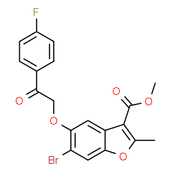 methyl 6-bromo-5-(2-(4-fluorophenyl)-2-oxoethoxy)-2-methylbenzofuran-3-carboxylate structure