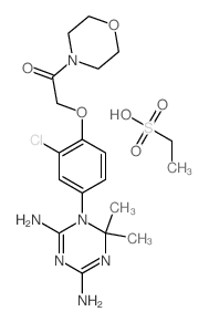 2-[2-chloro-4-(4,6-diamino-2,2-dimethyl-1,3,5-triazin-1-yl)phenoxy]-1-morpholin-4-yl-ethanone; ethanesulfonic acid结构式