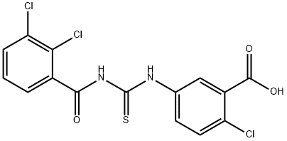 2-chloro-5-[[[(2,3-dichlorobenzoyl)amino]thioxomethyl]amino]-benzoic acid结构式