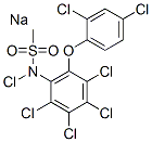 sodium chloro-N-[2,3,4,5-tetrachloro-6-(2,4-dichlorophenoxy)phenyl]methanesulphonamidate structure