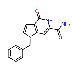 1-BENZYL-4-HYDROXY-6-CARBOMOYL-5-AZAINDOLE structure