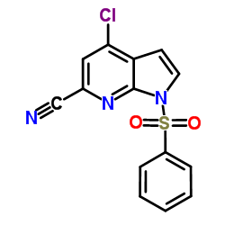 1-(Phenylsulphonyl)-6-cyano-4-chloro-7-azaindole Structure