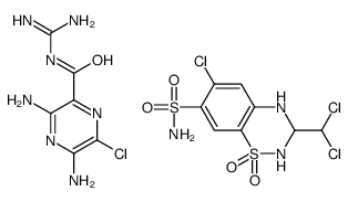 6-chloro-3-(dichloromethyl)-1,1-dioxo-3,4-dihydro-2H-1λ6,2,4-benzothiadiazine-7-sulfonamide,3,5-diamino-6-chloro-N-(diaminomethylidene)pyrazine-2-carboxamide结构式