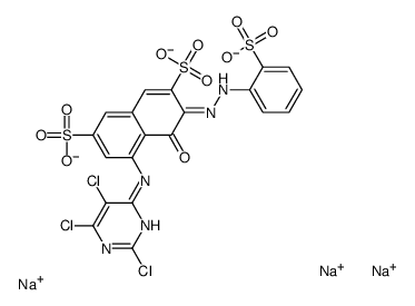 trisodium 4-hydroxy-3-[(2-sulphonatophenyl)azo]-5-[(2,5,6-trichloropyrimidin-4-yl)amino]naphthalene-2,7-disulphonate结构式