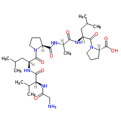 Glycyl-L-valyl-L-leucyl-L-prolyl-L-alanyl-L-leucyl-L-proline结构式