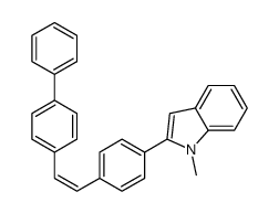 1-methyl-2-[4-[2-(4-phenylphenyl)ethenyl]phenyl]indole Structure