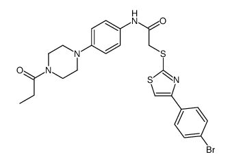 2-[[4-(4-bromophenyl)-1,3-thiazol-2-yl]sulfanyl]-N-[4-(4-propanoylpiperazin-1-yl)phenyl]acetamide结构式