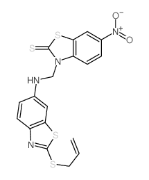 2(3H)-Benzothiazolethione,6-nitro-3-[[[2-(2-propen-1-ylthio)-6-benzothiazolyl]amino]methyl]- structure