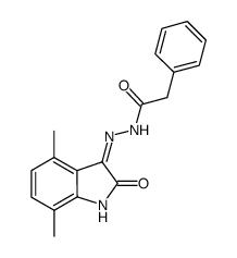 phenyl-acetic acid [(3Z)-4,7-dimethyl-2-oxo-1,2-dihydro-indol-3-ylidene]-hydrazide Structure