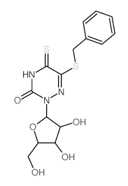 1,2,4-Triazin-3(2H)-one,4,5-dihydro-6-[(phenylmethyl)thio]-2-b-D-ribofuranosyl-5-thioxo- Structure