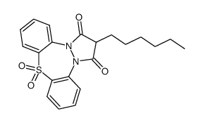 2-hexyl-9,9-dioxo-9H-9λ6-dibenzo[b,f]pyrazolo[1,2-d][1,4,5]thiadiazepine-1,3-dione结构式