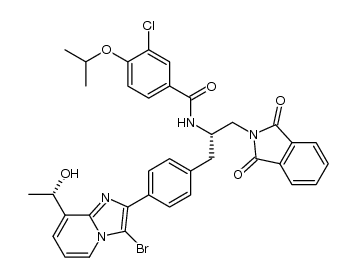 N-((S)-1-(4-(3-bromo-8-((S)-1-hydroxyethyl)imidazo[1,2-a]pyridin-2-yl)phenyl)-3-(1,3-dioxoisoindolin-2-yl)propan-2-yl)-3-chloro-4-isopropoxybenzamide structure