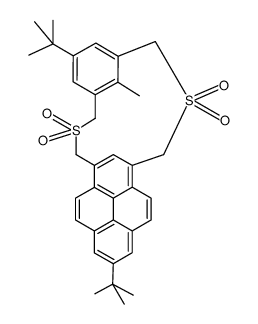 anti-6,17-di-tert-butyl-9-methyl-2,11-dithia(3)metacyclo(3)(1,3)pyrenophane S,S,S',S'-tetraoxide Structure