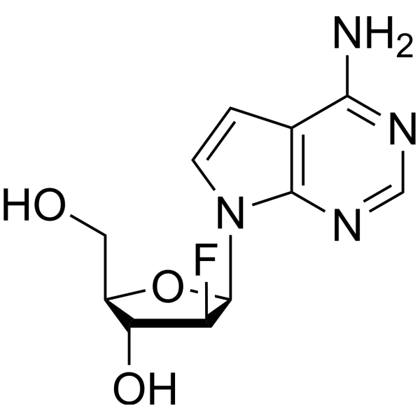 4-Amino-7-(2-deoxy-2-fluoro-beta-D-arabinofuranosyl)-7H-pyrrolo[2.3-d]pyrimidine结构式