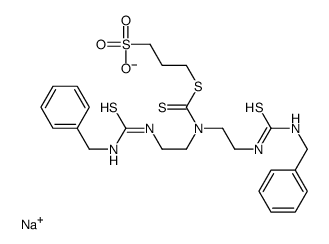 sodium 7-[2-[[(benzylamino)thioxomethyl]amino]ethyl]-1-phenyl-3,8-dithioxo-9-thia-2,4,7-triazadodecane-12-sulphonate structure