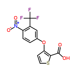 3-[4-Nitro-3-(trifluoromethyl)phenoxy]-2-thiophenecarboxylic acid结构式