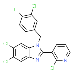 5,6-DICHLORO-2-(2-CHLORO-3-PYRIDINYL)-1-(3,4-DICHLOROBENZYL)-1H-1,3-BENZIMIDAZOLE结构式