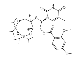 1-[2-O-(2,4-dimethoxybenzoyl)-3,5-O-(1,1,3,3-tetraisopropyldisiloxane-1,3-diyl)-4-thio-β-D-ribofuranosyl]thymine Structure