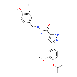 (E)-N-(3,4-dimethoxybenzylidene)-3-(4-isopropoxy-3-methoxyphenyl)-1H-pyrazole-5-carbohydrazide structure