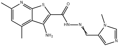 3-AMino-4,6-diMethyl-thieno[2,3-b]pyridine-2-carboxylic acid (3-Methyl-3H-iMidazol-4-yl-Methylene) hydrazide Structure
