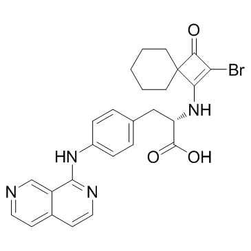 N-(2-溴-3-氧代螺[3.5]壬-1-烯-1-基)-4-(2,7-萘啶-1-基氨基)-L-苯基丙氨酸结构式