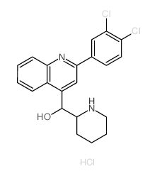 4-Quinolinemethanol,2-(3,4-dichlorophenyl)-a-2-piperidinyl-, hydrochloride (1:2)结构式