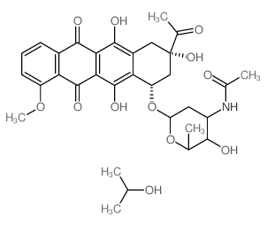 N-[6-[(3-acetyl-3,5,12-trihydroxy-10-methoxy-6,11-dioxo-2,4-dihydro-1H-tetracen-1-yl)oxy]-3-hydroxy-2-methyl-oxan-4-yl]acetamide; propan-2-ol结构式